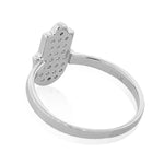 Sterling Silver White CZ Hamsa Hand Good Luck Ring Band