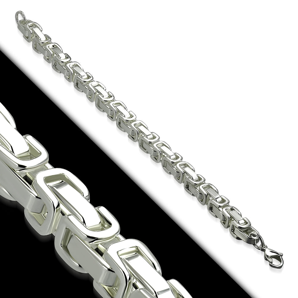 Stainless Steel Classic Silver Men's Link Chain Bracelet, 9"