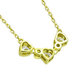 My Daily Styles Elegant 925 Sterling Silver Necklace with 3 CZ Hearts Attached - Bezel Set, 18" Chain