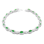 925 Sterling Silver Marquise White Blue Sapphire-Tone CZ Classic Tennis Bracelet