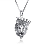 My Daily Styles Stainless Steel Mens Lion Head Pendant Necklace with CZ - 24" Inch Chain