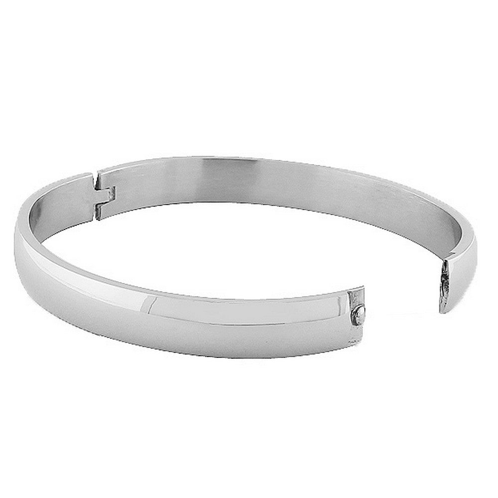Stainless Steel Silver-Tone Highly Polished Bangle Bracelet