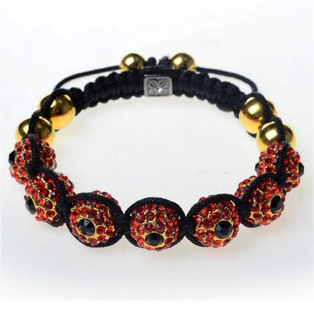 Black Red Gold CZ Cord Evil Eye Adjustable Macrame Bracelet