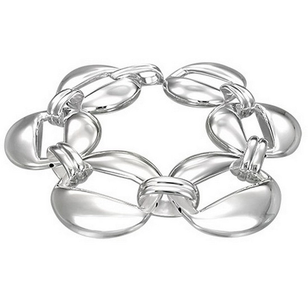 My Daily Styles 925 Sterling Silver Women's Large Wide Round Links Statement Bracelet 7.5"