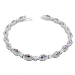 925 Sterling Silver Marquise White Green Emerald-Tone CZ Classic Tennis Bracelet