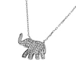 925 Sterling Silver Elephant White CZ Womens Girls Pendant Necklace