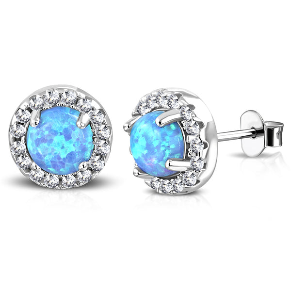 Opal Round Gem Studs