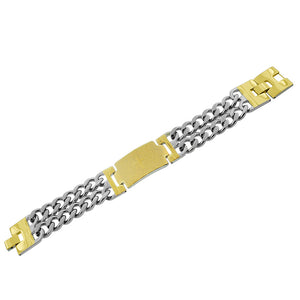 Stainless Steel Two-Tone Lords Prayer in English Chain Mens Bracelet