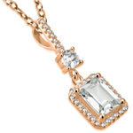 925 Sterling Silver Rectangular Round CZ Elegant Pendant Necklace, 18"