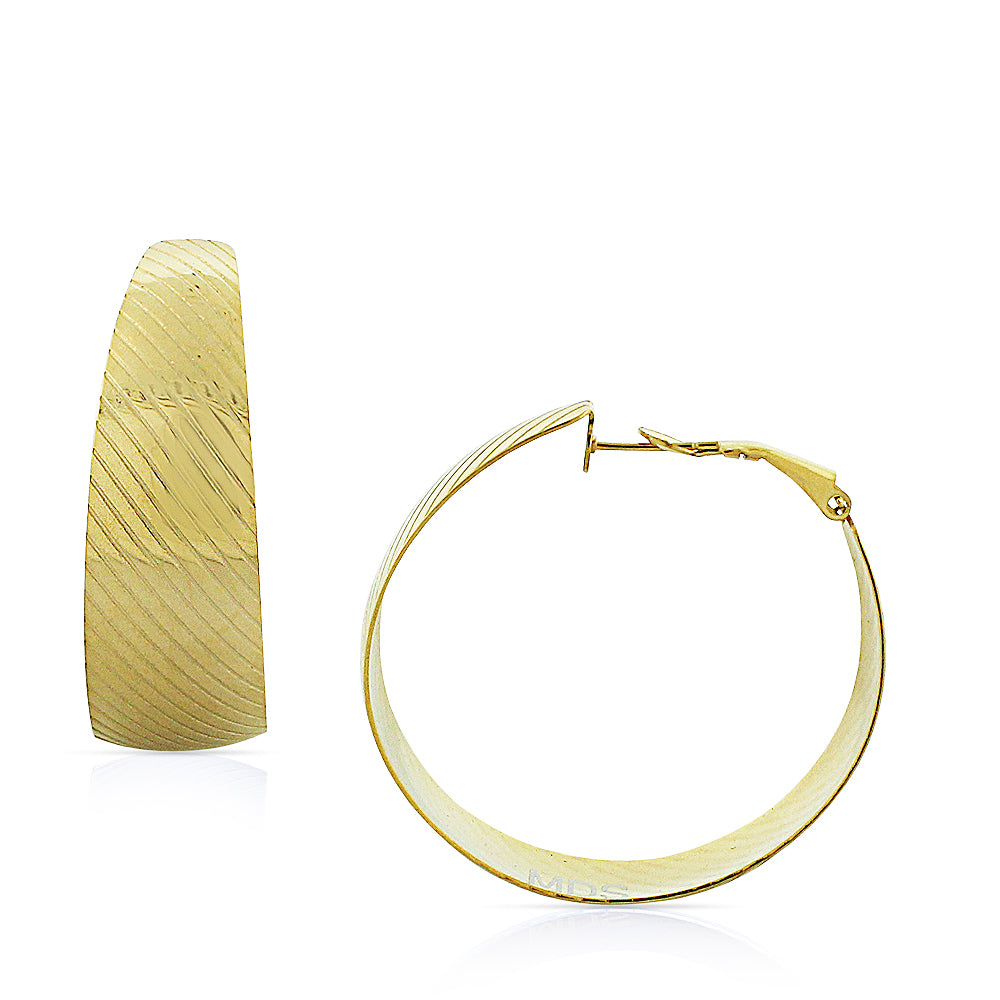 Stainless Steel Yellow Gold-Tone Classic Round Hoop Earrings, 1.60"