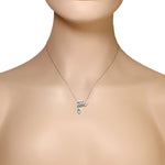 925 Sterling Silver Blue Turquoise-Tone Simulated Opal Snake Pendant Necklace