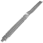 Stainless Steel Silver-Tone Name Tag Mesh Link Chain Bracelet