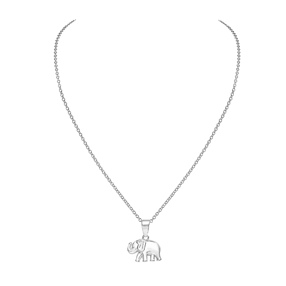 925 Sterling Silver Polished Classic Elephant Pendant Necklace
