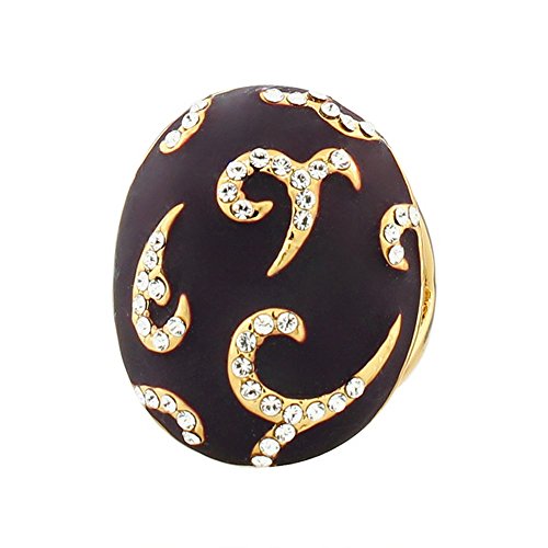 Fashion Alloy Yellow Gold-Tone Purple White Clear CZ Statement Cocktail Ring