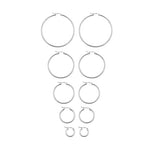 My Daily Styles Set of 5 Pairs Hoop Huggie Stainless Steel Women's Earrings 10mm, 20mm, 30mm, 40mm and 50mm