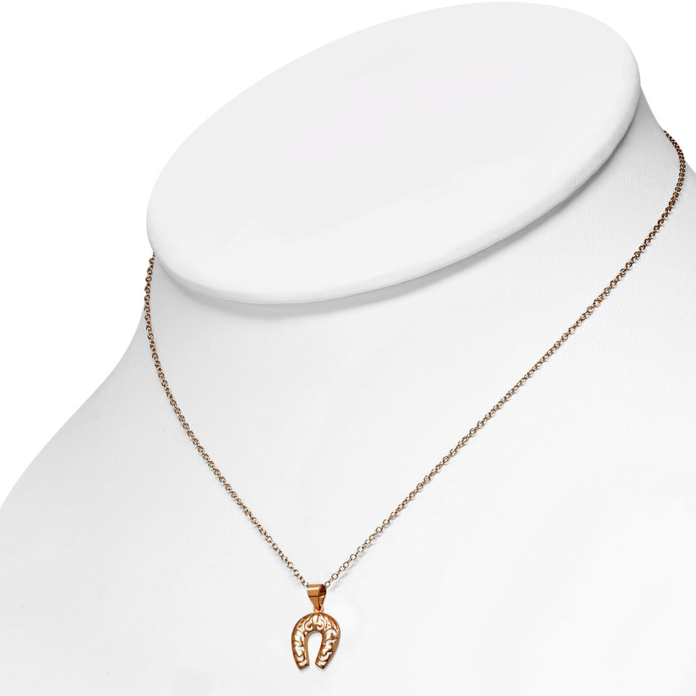 925 Sterling Silver Horseshoe Good Luck Pendant Necklace, 18"