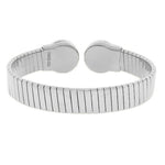 Stainless Steel Silver-Tone Simulated Mother-of-Pearl Open End Bracelet