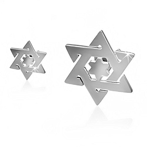 Stainless Steel Jewish Star of David Stud Earrings