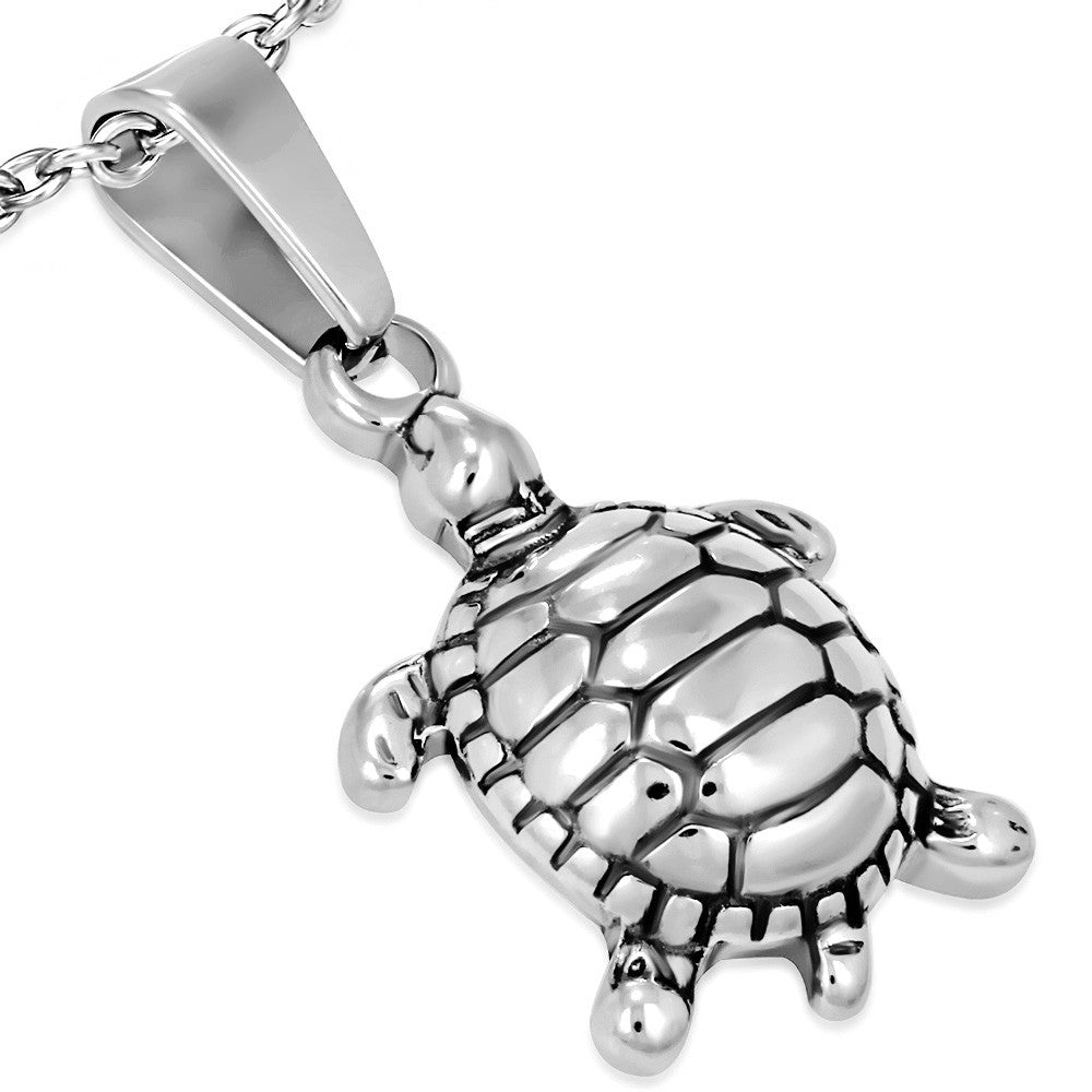 Small Turtle Necklace Pendant Stainless Steel