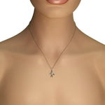 925 Sterling Silver White Clear CZ Love Heart Cupid Angel Pendant Necklace