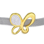 Stainless Steel Silver Yellow Gold-Tone Mesh Butterfly Adjustable Womens Bracelet