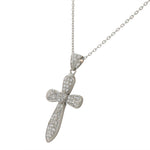 925 Sterling Silver Womens Classic Latin Cross CZ Religious Pendant Necklace
