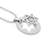 Stainless Steel Silver-Tone Religious Jewish Star of David Pendant Necklace