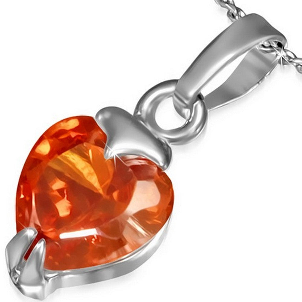 My Daily Styles Fashion Alloy Silver-Tone Love Heart CZ Womens Pendant Necklace