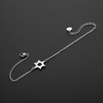 My Daily Styles Stainless Steel Star of David Bracelet for Women – Adjustable 5.9” + 2” Chain – Durable Hypoallergenic Jewish Bracelet with Polished Star Design