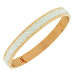 Stainless Steel Rose Gold-Tone White CZ Bangle Bracelet