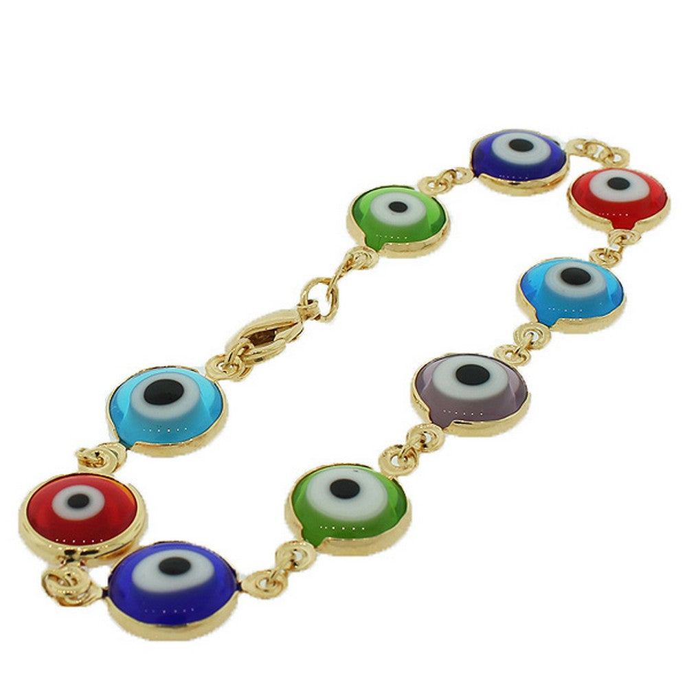 Rainbow Evil Eye Link Chain Bracelet