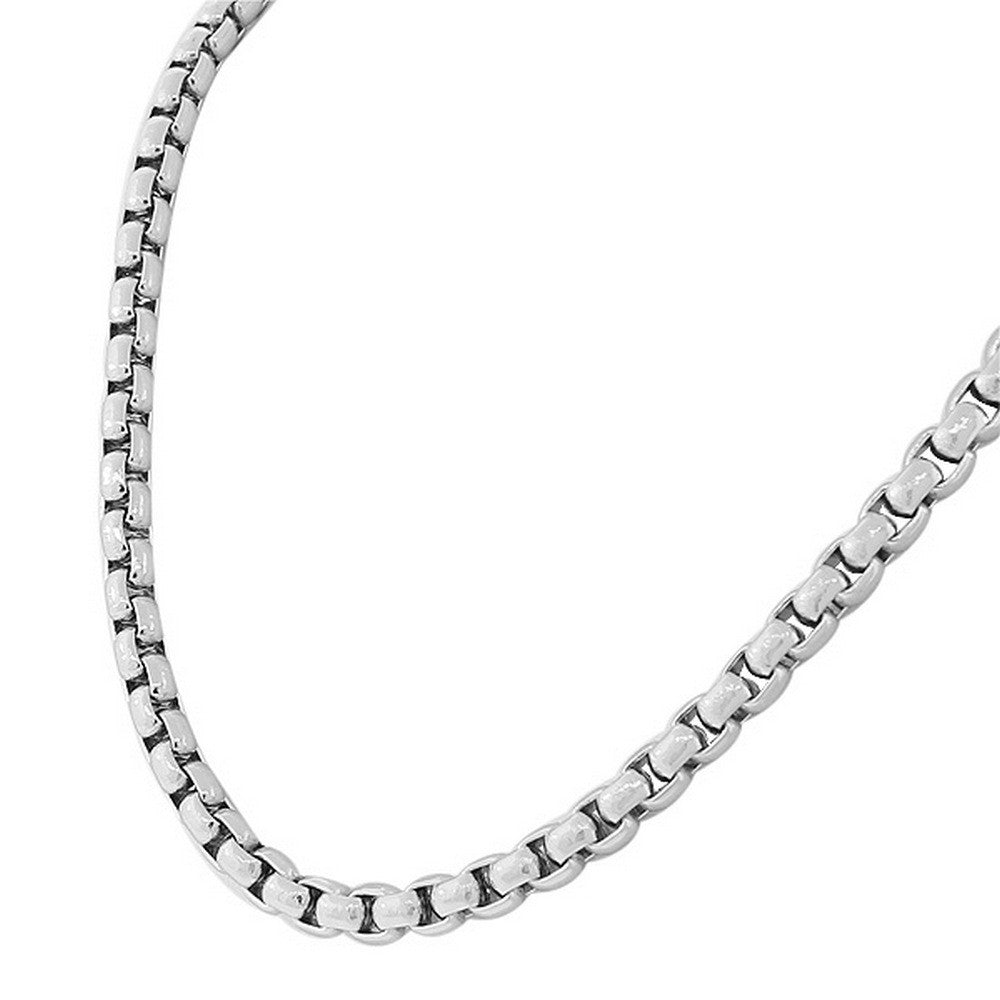Stainless Steel Silver-Tone Mens Link Chain Necklace and Bracelet Set