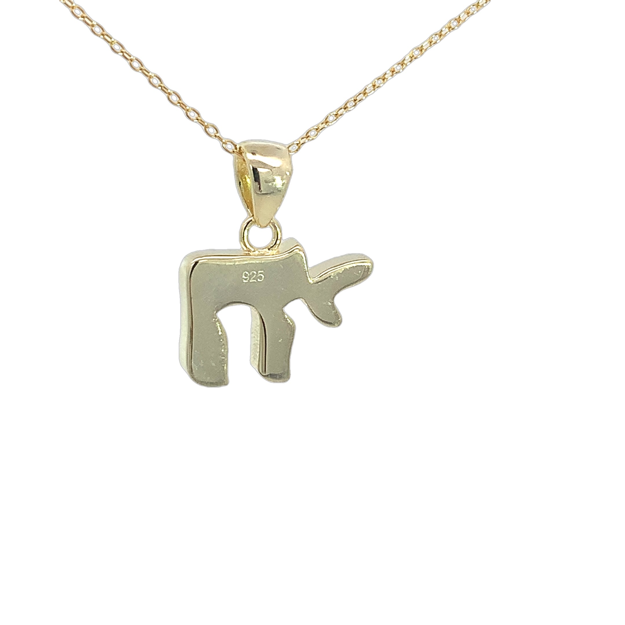 My Daily Styles 925 Sterling Silver Simulated Opal Chai Jewish Pendant
