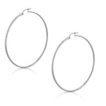 925 Sterling Silver Faceted Round Hoop Earrings, 1.80