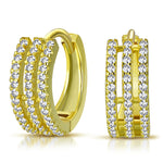 925 Sterling Yellow-Tone CZ Hoop Huggie Earrings