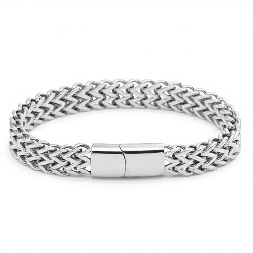 My Daily Styles Men's Stainless Stainless Steel Chain Braided Square Reversible Bracelet, 9 Inch, Multiple Finishes