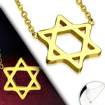 Stainless Steel Yellow Gold-Tone Jewish Star of David Pendant Necklace