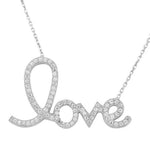 925 Sterling Silver Love Heart Charm White CZ Pendant Necklace