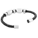 Stainless Steel and Alloy Black Silver-Tone Men's Bracelet