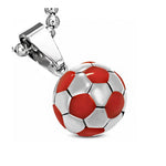 My Daily Styles Stainless Steel Silver-Tone Soccer Ball Football Pendant Necklace, 18"