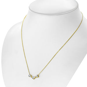 My Daily Styles Elegant 925 Sterling Silver Necklace with 3 CZ Hearts Attached - Bezel Set, 18" Chain
