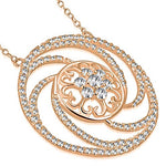 925 Sterling Silver Round Circle Clear CZ Large Statement Pendant Necklace