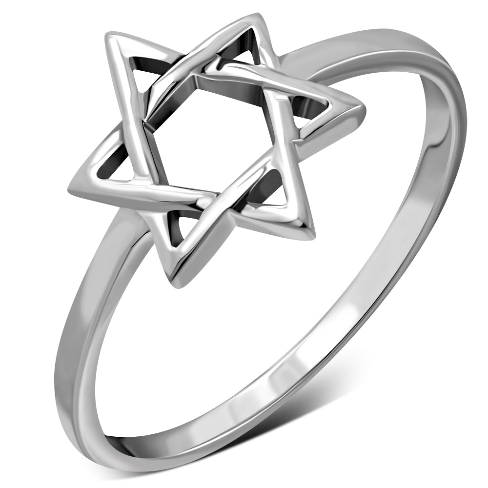 Womens 925 Sterling Silver Jewish Star of David Ring