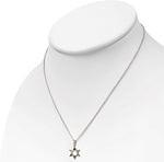 925 Sterling Silver Yellow Gold-Tone Jewish Star of David Multicolor CZ Pendant Necklace