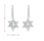 925 Sterling Silver CZ Huggie Dangle Star of David Earrings for Women