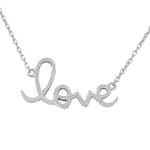 925 Sterling Silver Love Heart Script Charm Pendant Necklace