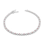 925 Sterling Silver Bezel-Set Round Multicolor CZ Classic Tennis Bracelet