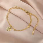 Star of David Bracelet for Women with Chai Symbol, Adjustable Stainless Steel Double Chain Bracelet, Jewish Jewelry Gift, Dainty Charm Bracelet Silver or Gold Tone