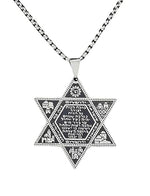 My Daily Styles Large Star of David Necklace with Hebrew Home Prayer, 24 inch Stainless Steel Chain, 1.57 inch Pendant
