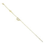 925 Sterling Silver Rose Gold-Tone Love Heart Cross Charm White CZ Link Chain Bracelet